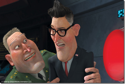 (L-R) Gen. W.R. Monger and the President in "Monsters vs. Aliens."