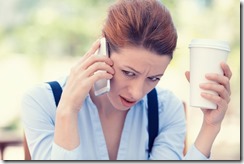Upset sad, skeptical, unhappy, serious woman talking on phone